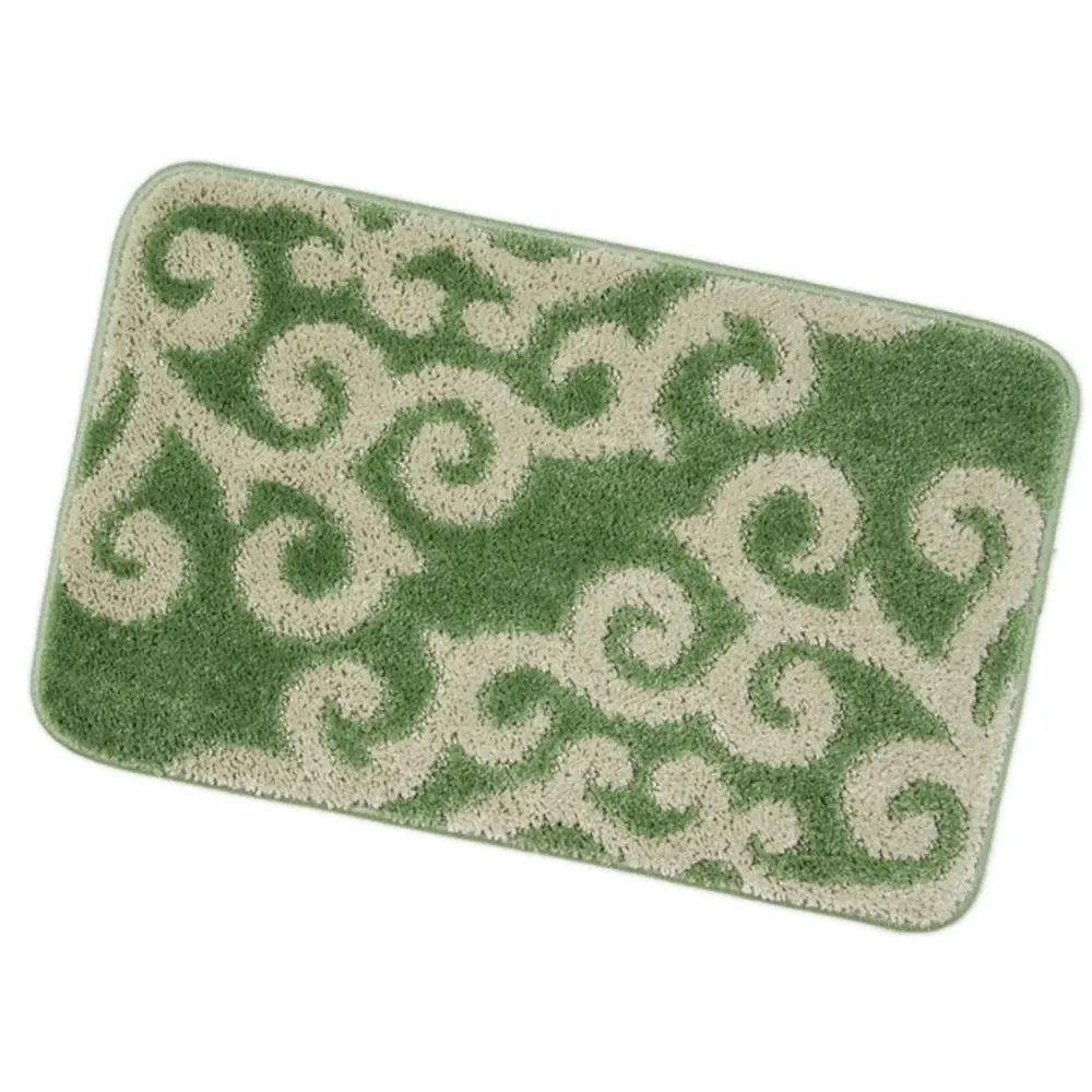 Tappeto bagno con fantasia arabesca e vintage antiscivolo cm 50x80 Verde