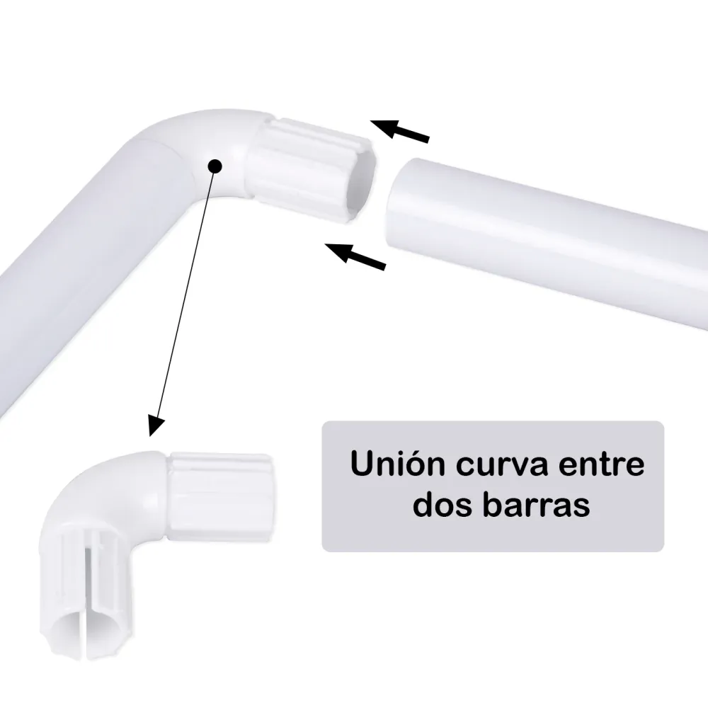 Barra de cortina de Ducha - Modelo L, blanco para Organización