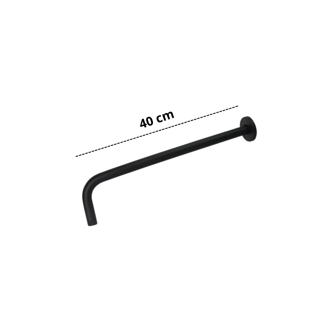 Brazo para Ducha Redondo 40 cm – Acero Inoxidable con Acabado Negro Mate (Resistente la Corrosión)