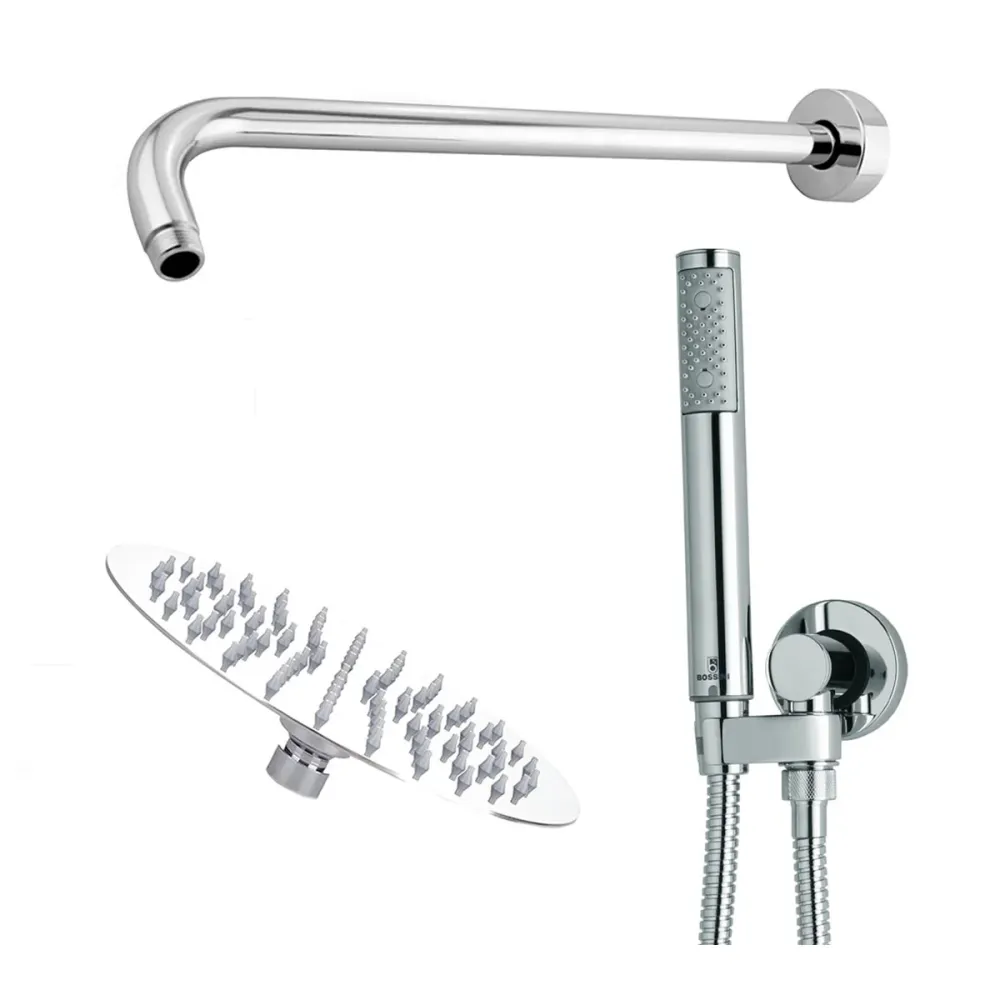 Colgador de Toallas Composición de ducha con cabezal redondo Ares diámetro 250 mm y kit dúplex Bossini