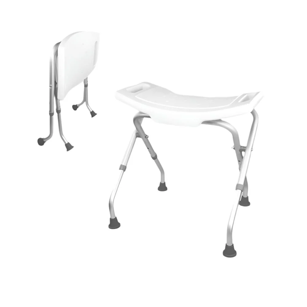 Con Certificación CE Silla para ducha | Plegable | Regulable en altura | Conteras antideslizantes | Delta