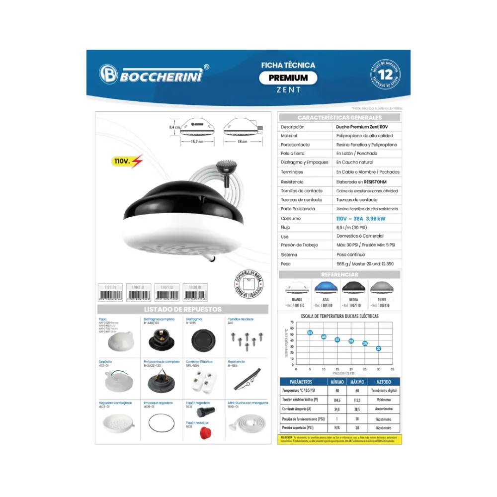 DUCHA GOLD SUPER AUTOMATICA BLANCA 110V SM-2101110