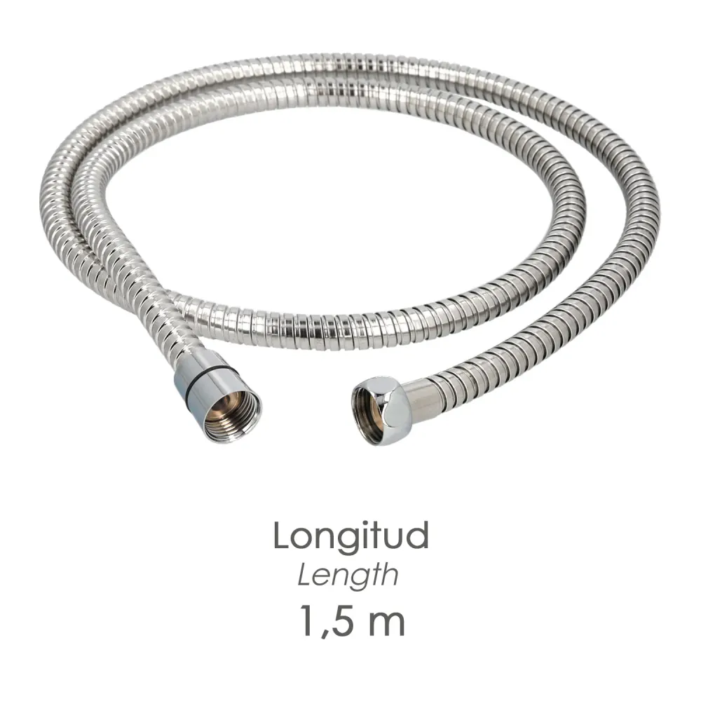 Gancho de Ducha Flexo / Manguera Ducha Acero Inoxidable 1,50 Metros Accesorios de Latón. Versátil, Resistente Torceduras,...