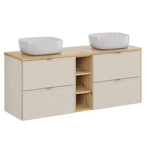 Premium de Lujo Mueble doble lavabo 140cm 3 compartimientos Alba Cachemira