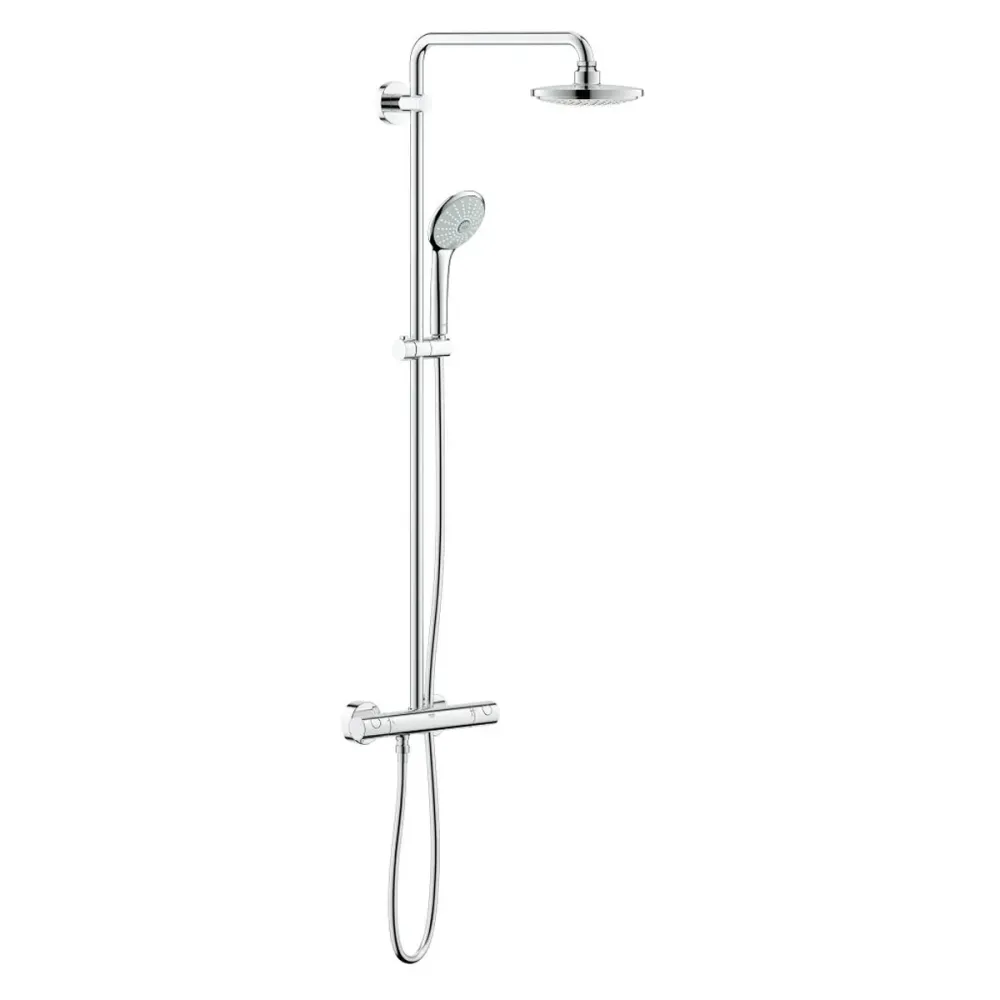 Resistente al Agua Columna de ducha Grohe con mezclador termostático y rociador redondo 180 mm