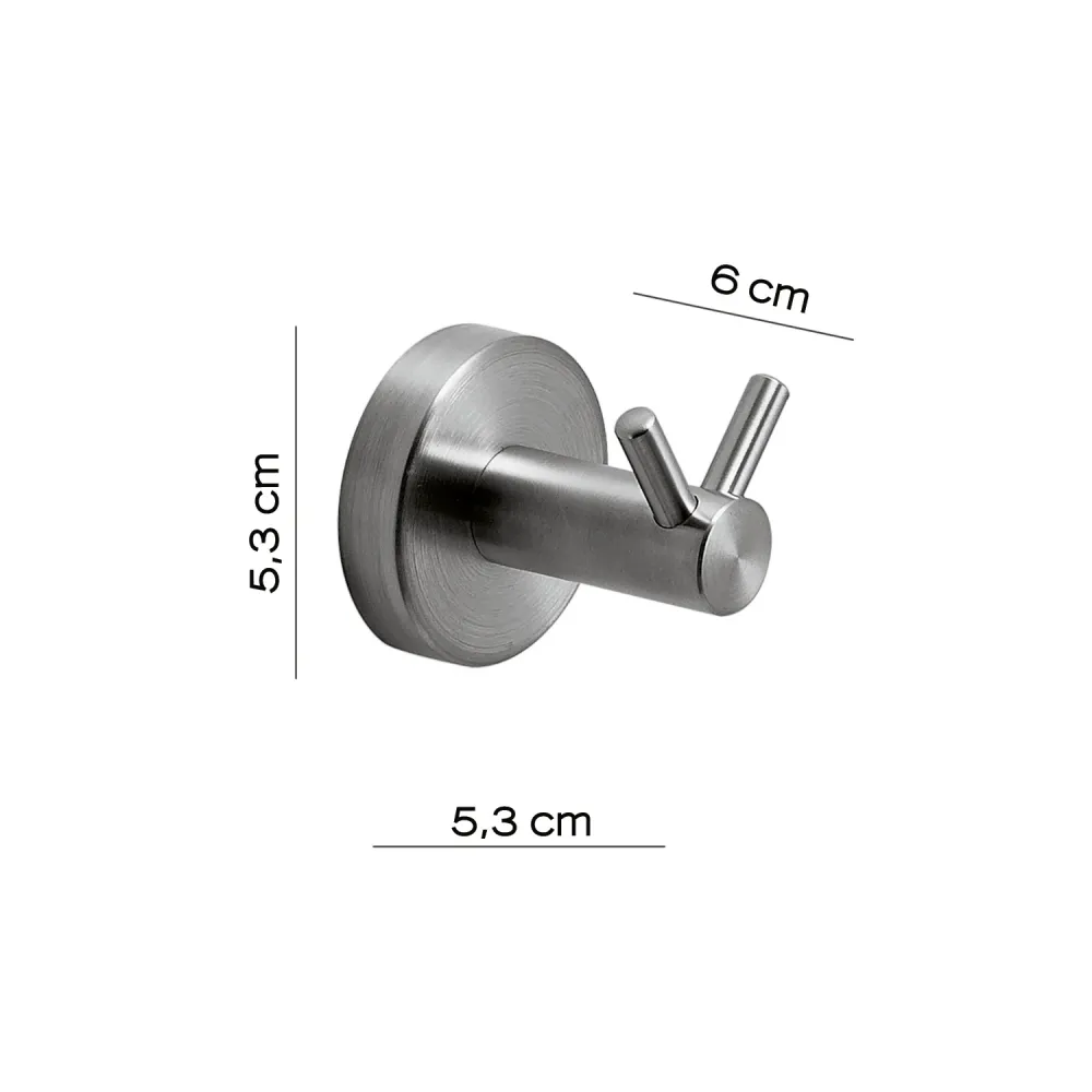 Appendiabiti doppio Acciaio Inox AISI 304 Gedy serie Project - Spazzolato