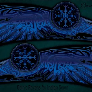 Calcomanías de tanque Odin's Ravens para Indian Scout - Azul