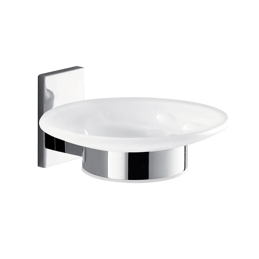 Gedy Portasapone Maine acciaio inox, Cromall e vetro satinato per fissaggio incollo