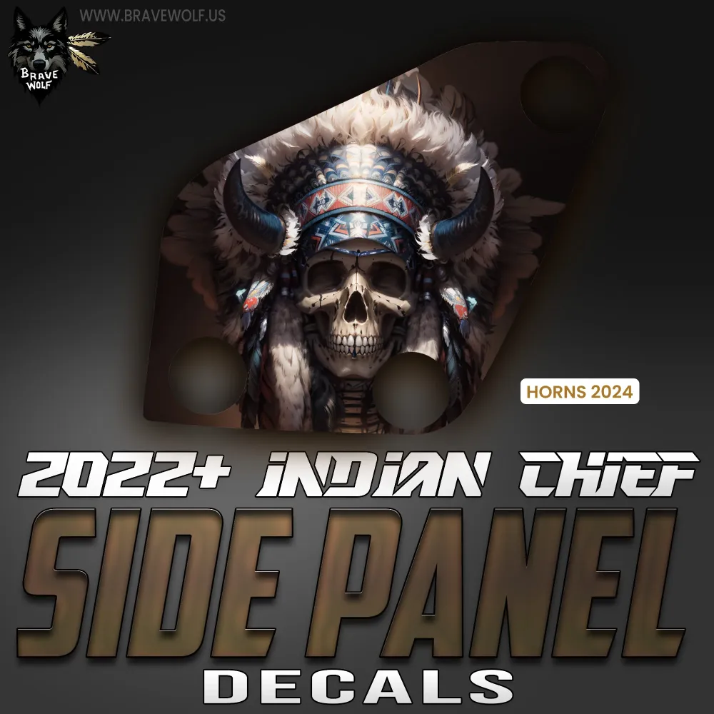 Horns 2024 - Juego de calcomanías para paneles laterales del Jefe Indio - Color