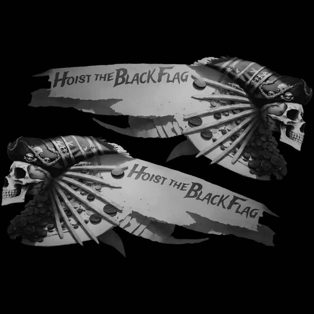 Iza la bandera negra - Calcomaní compatible para tanque-BW