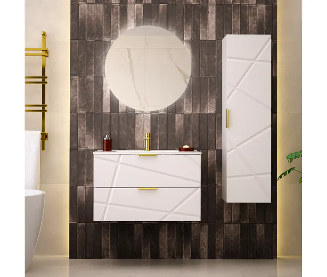 Jabonera de Pared Mueble lavabo individual encastrado 80cm Aurora Blanco
