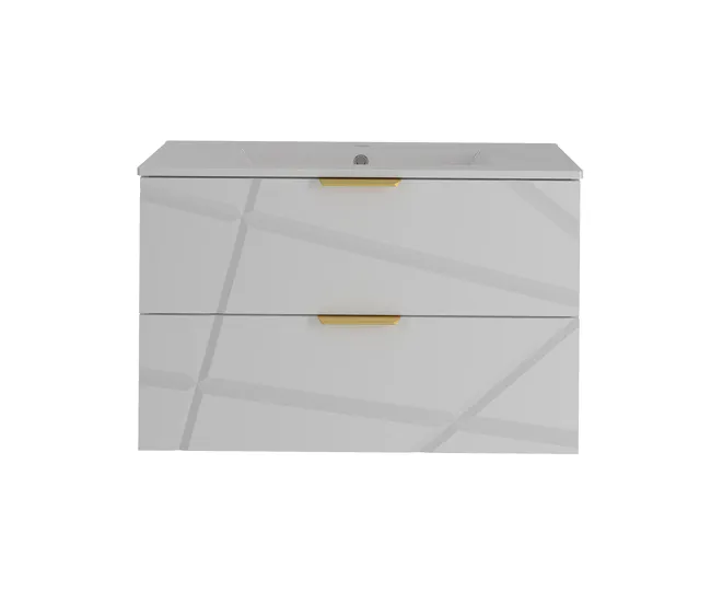 Jabonera de Pared Mueble lavabo individual encastrado 80cm Aurora Blanco