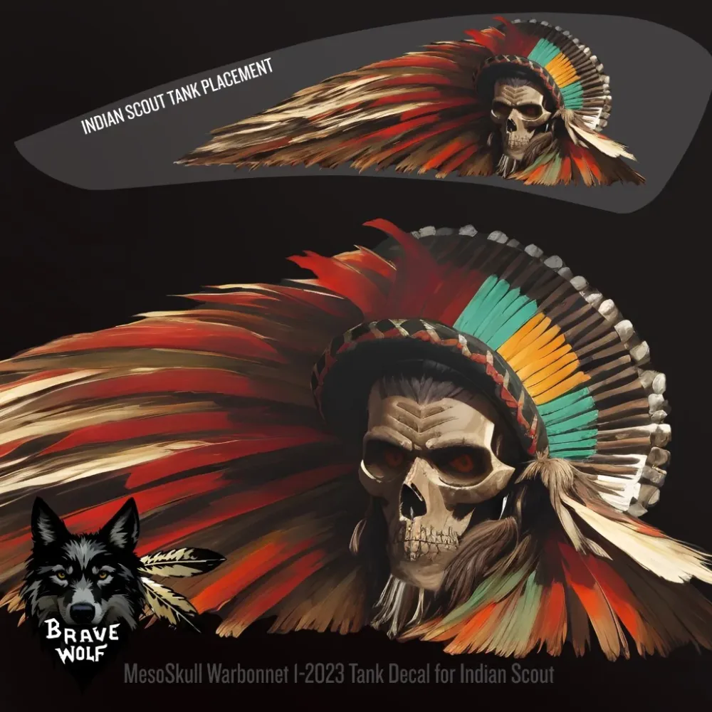 MesoSkull-2023 - Calcomaní de color para tanque explorador indio