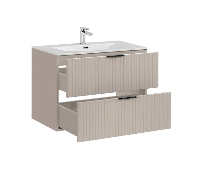 Mueble lavabo encastrable individual 80cm Adriel Blanco Acero Cromado