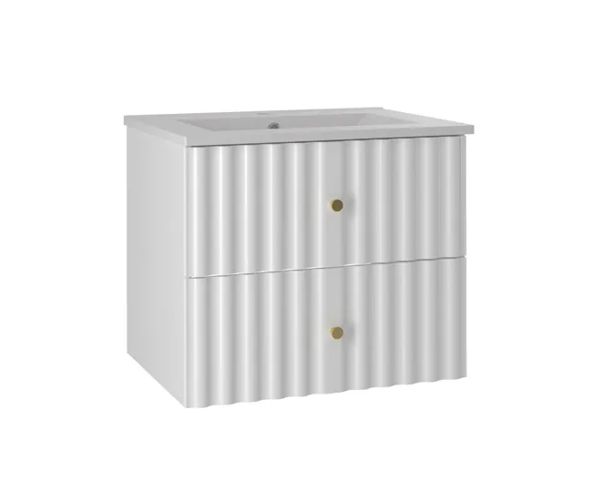 Mueble lavabo individual encastrado 60cm Izae Blanco para Renovación de Baño