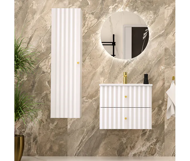 Mueble lavabo individual encastrado 60cm Izae Blanco para Renovación de Baño