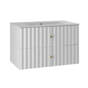 Mueble lavabo individual encastrado 80cm Izae Blanco para Renovación de Baño