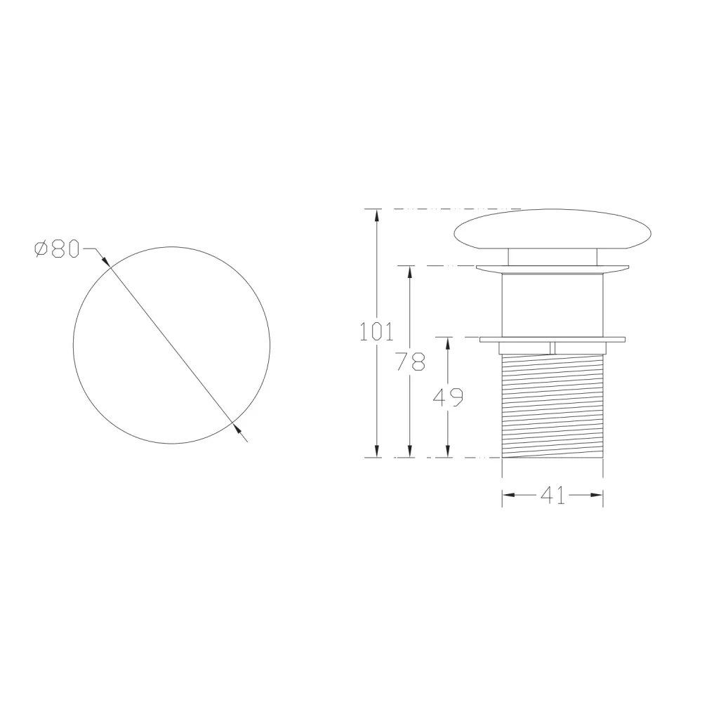 Piletta Click Clack per lavabo BathCore Infinity - Avorio Opaco | Fácil Instalación | Sin Taladro