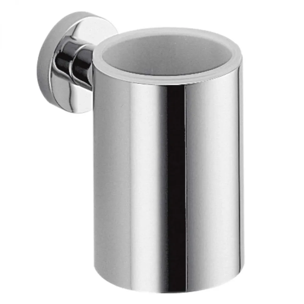 Porta cepillos de baño en vidrio y latón cromado colección Plus de Colombo Design