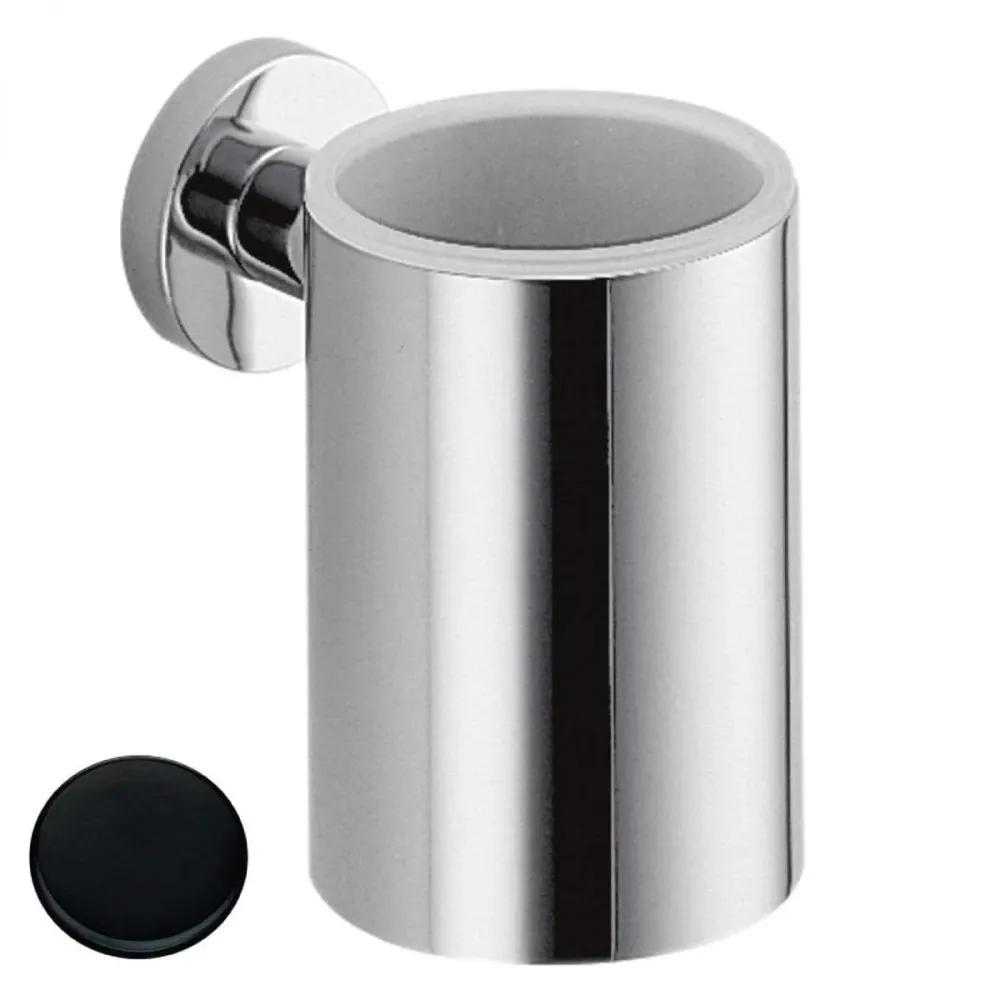 Porta cepillos de baño en vidrio y latón negro mate colección Plus de Colombo Design