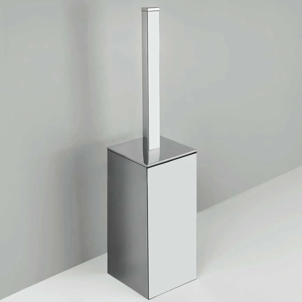Porta escobilla de WC de apoyo de forma cuadrada en latón cromado Colombo Design colección BasicQ Con fijación taco
