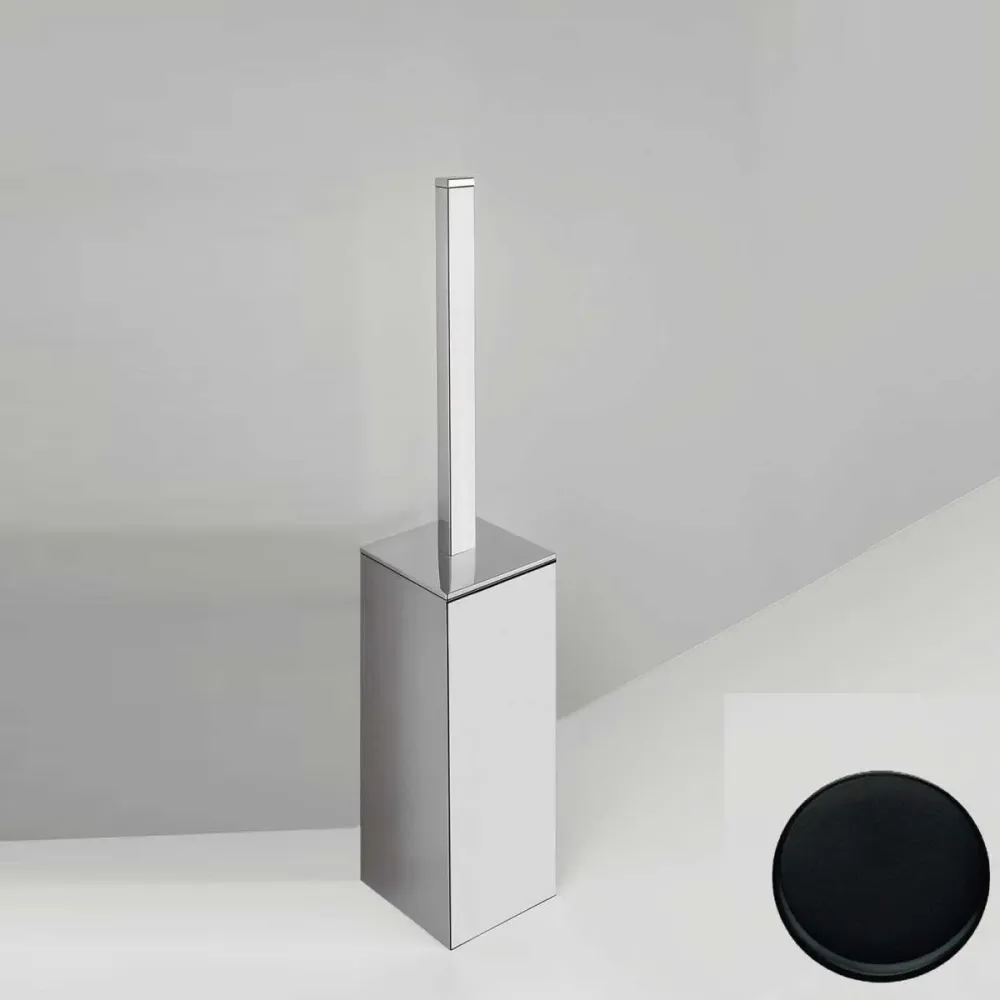 Porta escobilla de WC de apoyo de forma cuadrada Negro Mate Colombo Design colección BasicQ Con fijación taco