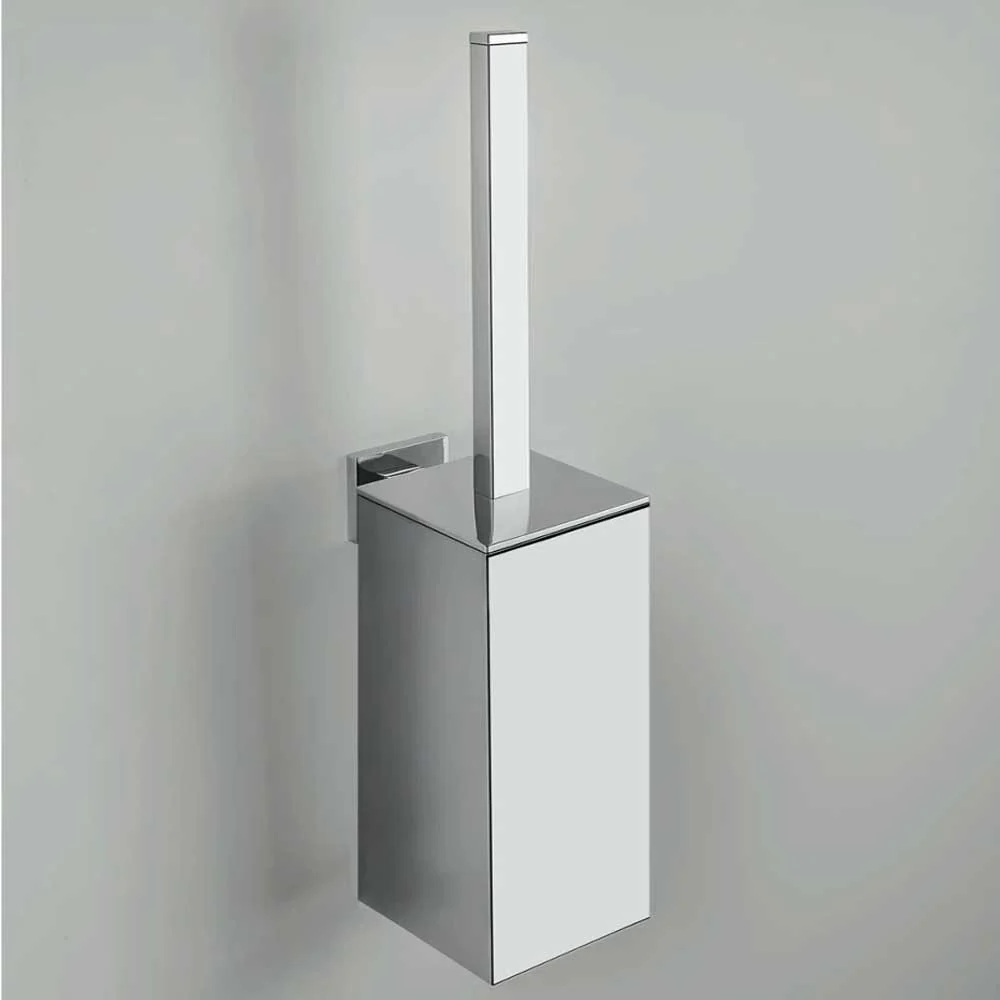 Porta escobilla de WC de forma cuadrada en latón cromado Colombo Design colección BasicQ Con fijación con taco