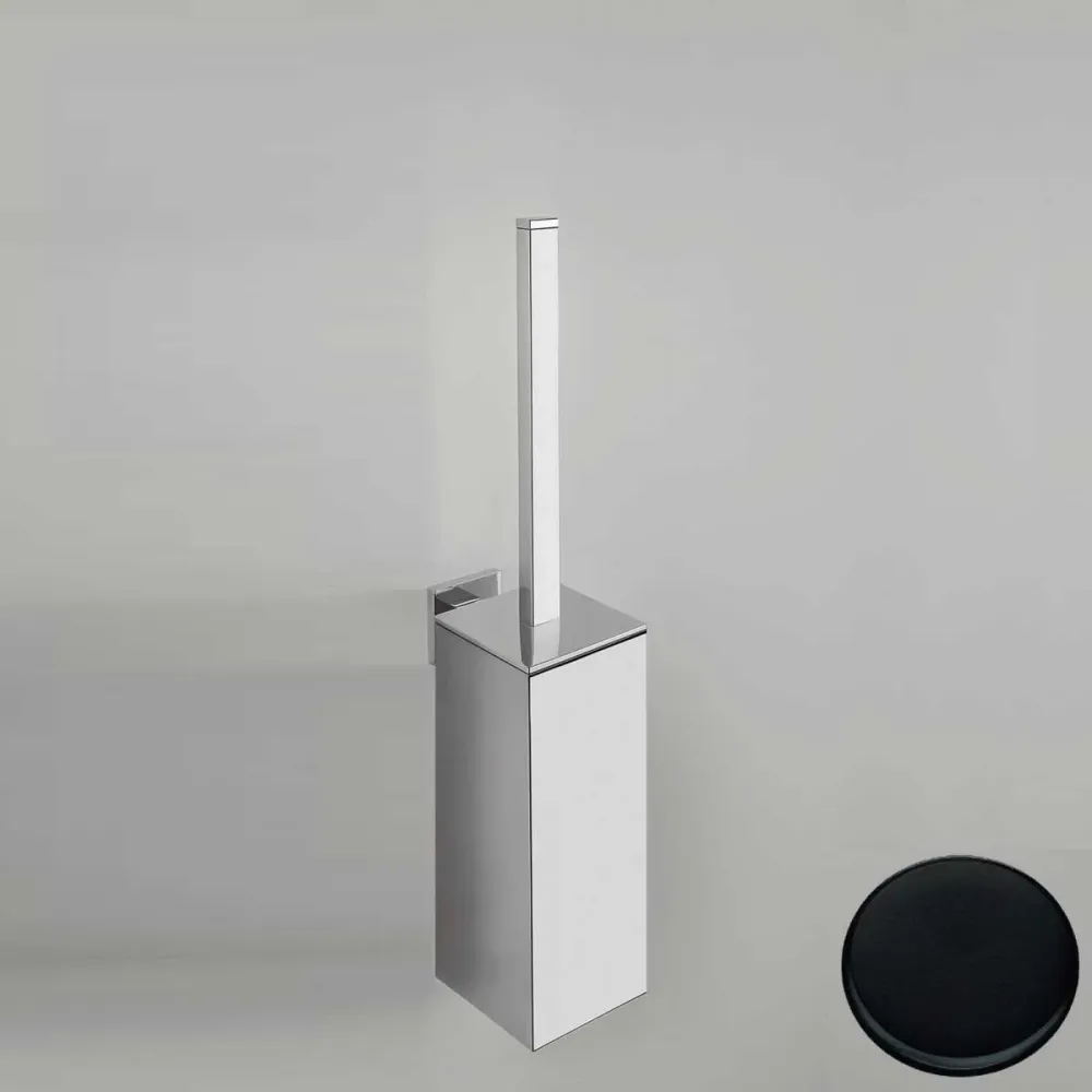 Porta escobilla de WC de forma cuadrada Negro Mate Colombo Design colección BasicQ Con fijación taco