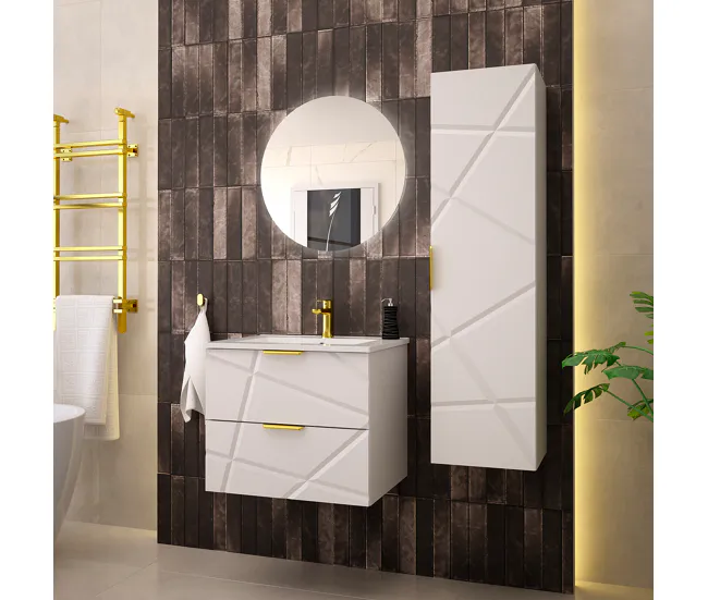 Resistente al Agua Mueble lavabo individual encastrado 60cm Aurora Blanco