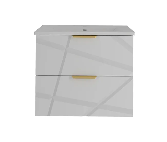 Resistente al Agua Mueble lavabo individual encastrado 60cm Aurora Blanco