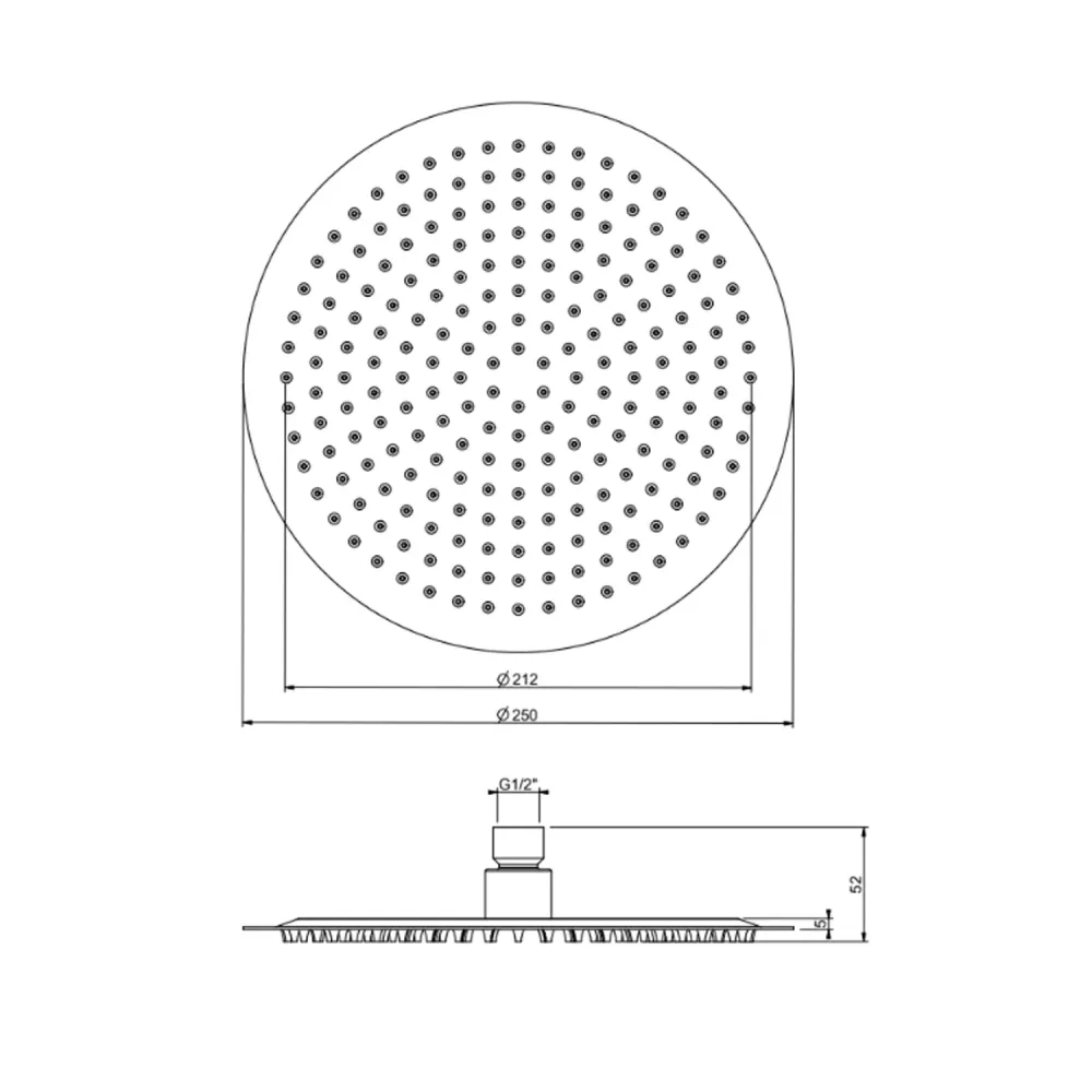 Soffione tondo modello Don diametro 25 cm inox cromato Collezione Superior Shower