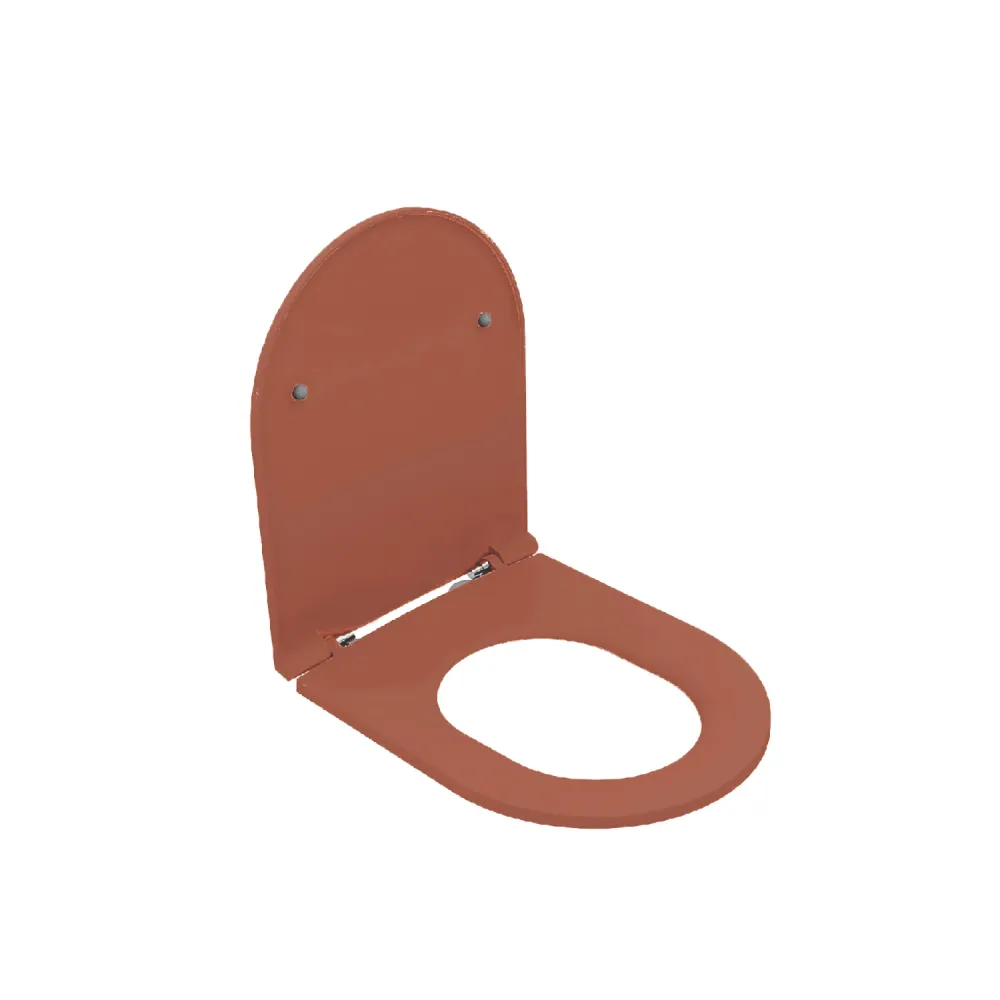 Tapa de inodoro con cierre tierno para taza suspendida BathCore serie Infinity color Arcilla Roja Mate