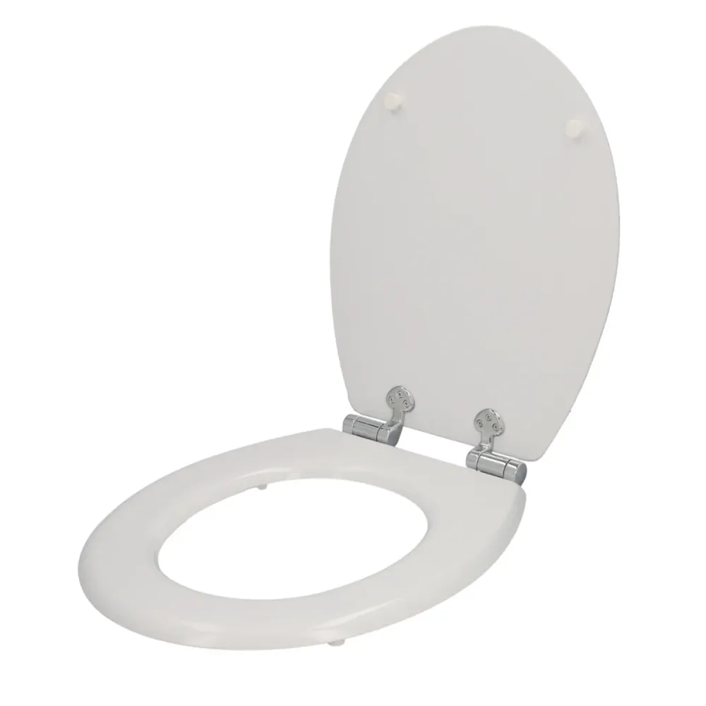 Tapa Wc Universal Blanca Caida Amortiguada, Asiento Inodoro, Cierre Moroso, Bisagras Ajustables,