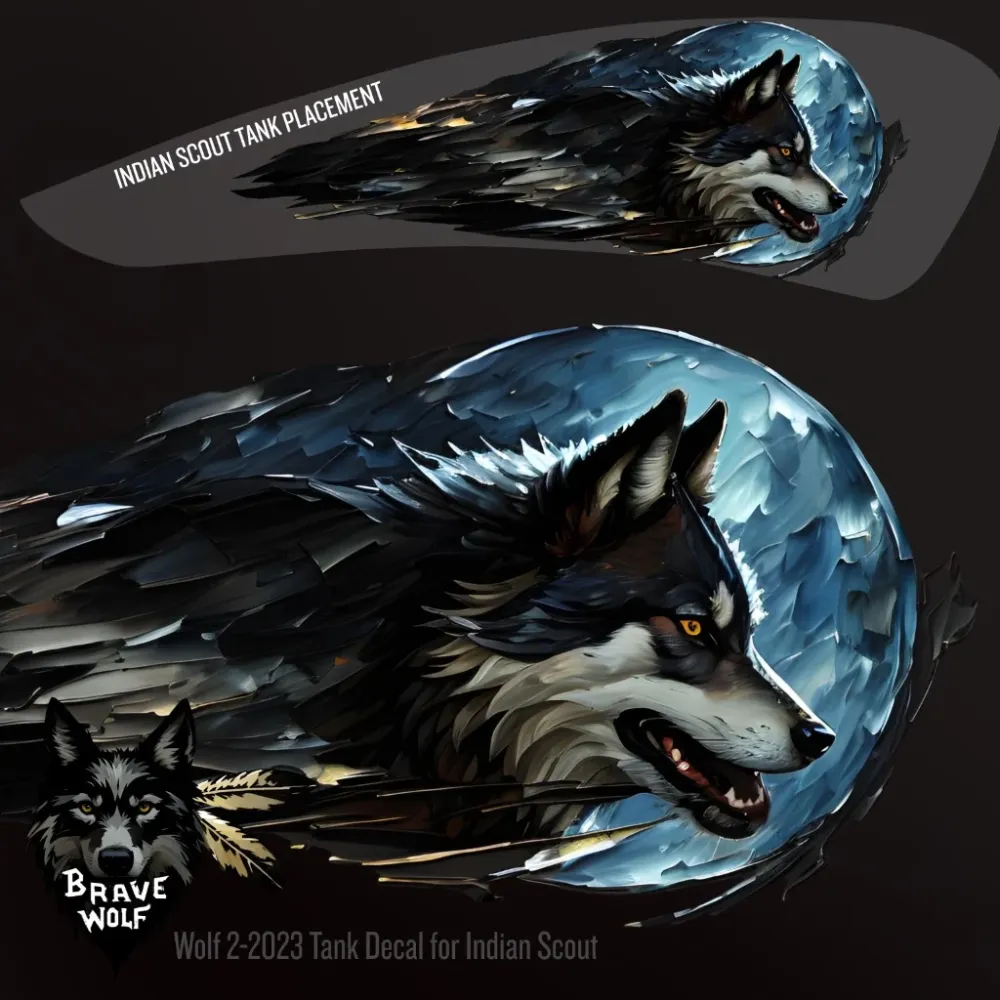 Wolf 2-2023 - Calcomaní de color para tanque Indian Scout