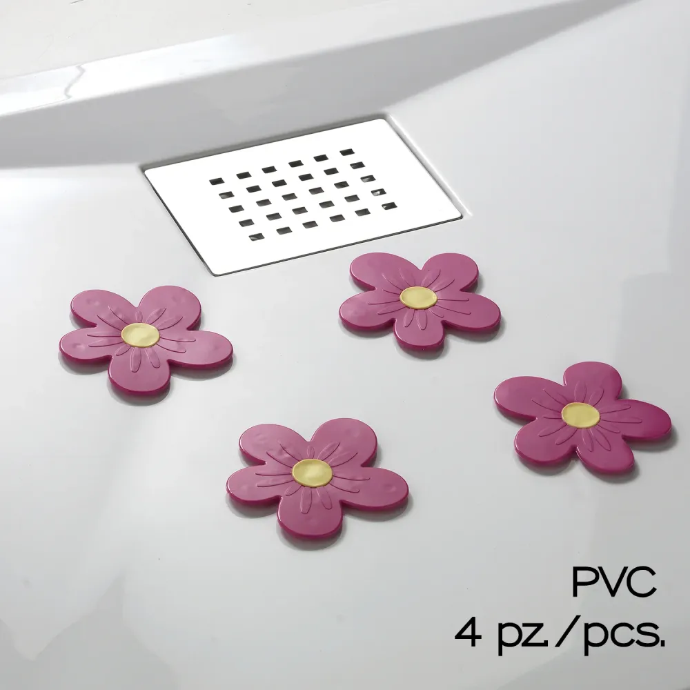 Alfombrilla antideslizante para ducha y bañera pequeño Daisy de Gedy - Rosa