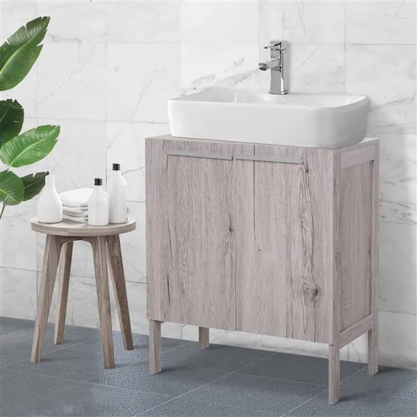 Armario bajo para lavabo Kleankin 2 puertas auténtico 70x60x30 cm