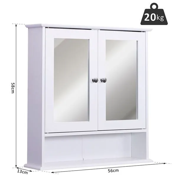 Armario de baño con espejo blanco 56x13x58 cm para Organización