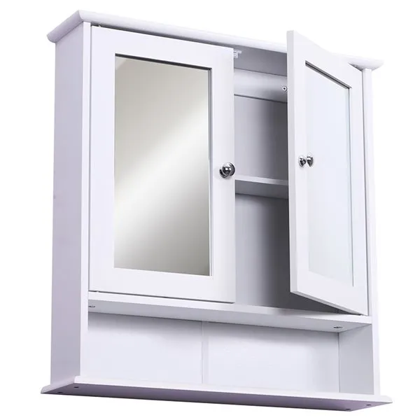 Armario de baño con espejo blanco 56x13x58 cm para Organización