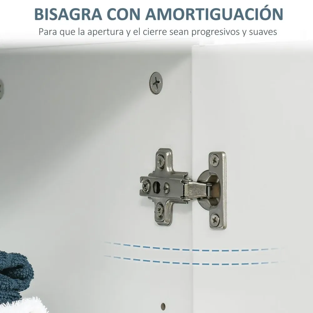 Armario de baño Hilo Kleankin 2 puertas + 2 estantes ajustables blanco 80x60x30 cm en Madera Tratada
