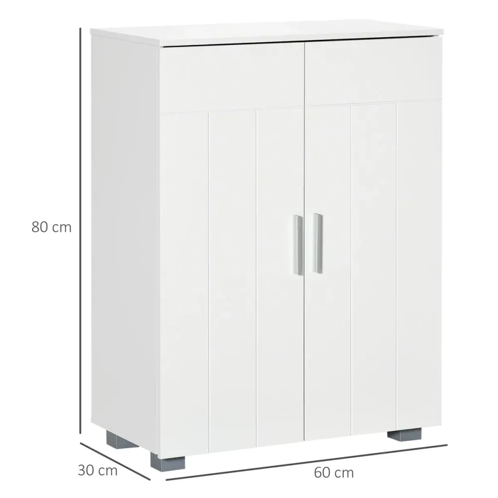 Armario de baño Hilo Kleankin 2 puertas + 2 estantes ajustables blanco 80x60x30 cm en Madera Tratada
