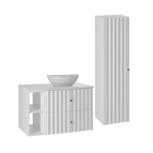 Armario de Lavabo Conjunto de muebles con lavabo individual 80cm 2 compartimientos y columna Izae Blanco