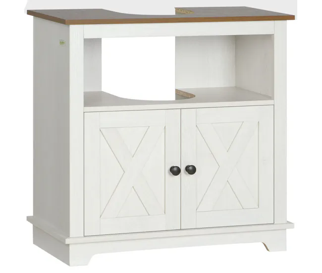 Armario de Lavabo kleankin Mueble para Debajo del Lavabo de Madera Armario de Baño de Suelo Mueble Bajo Lavabo de Pie con...