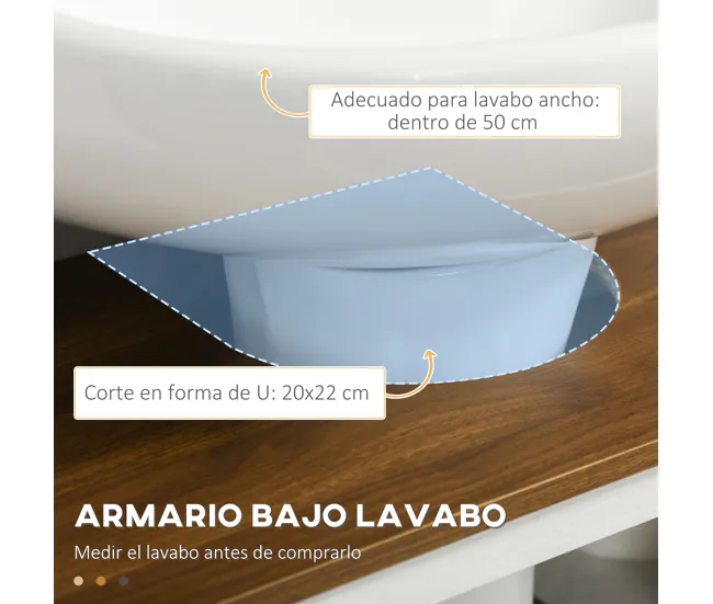 Armario de Lavabo kleankin Mueble para Debajo del Lavabo de Madera Armario de Baño de Suelo Mueble Bajo Lavabo de Pie con...