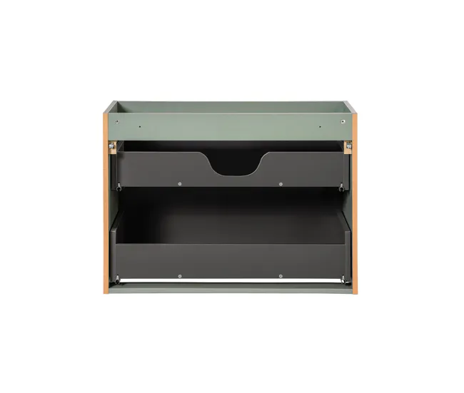 Armario de Lavabo Mueble bajo lavabo 80cm 2 cajones encimera Jade Verde y Madera
