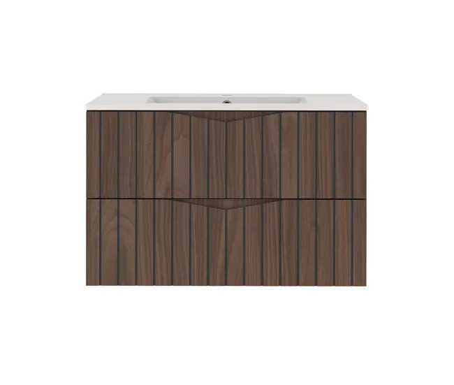 Armario de Lavabo Mueble lavabo individual encastrado 80cm Siena madera y negro