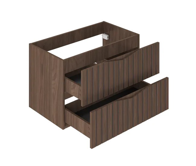 Armario de Lavabo Mueble lavabo individual encastrado 80cm Siena madera y negro