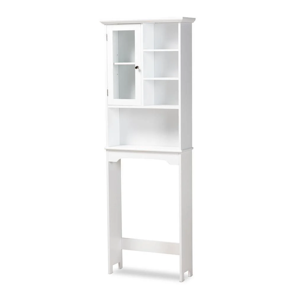 Banqueta de Baño Gabinete de almacenamiento para baño sobre el inodoro de madera con acabado blanco innovador y contemporá...
