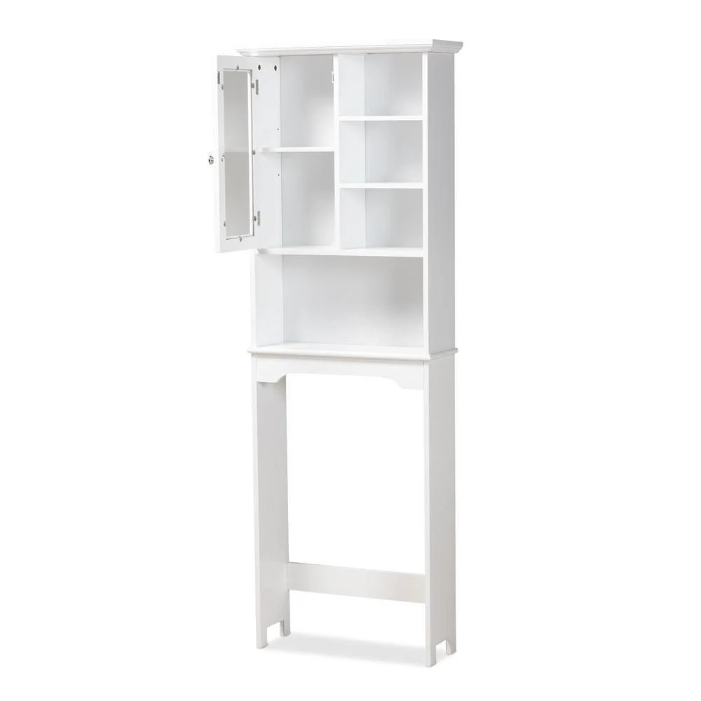 Banqueta de Baño Gabinete de almacenamiento para baño sobre el inodoro de madera con acabado blanco innovador y contemporá...