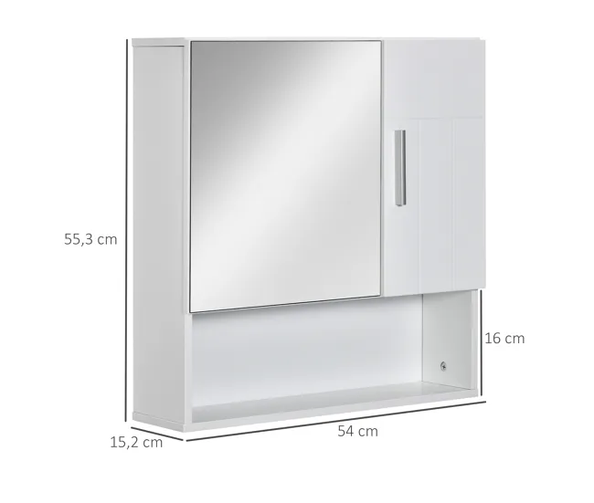 Banqueta de Baño kleankin Armario de Baño con Espejo Mueble Colgante de Aseo con 2 Puertas y 2 Estantes Ajustables Interio...