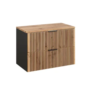Banqueta de Baño Mueble bajo lavabo 80cm encimera Gaia Madera y Negro